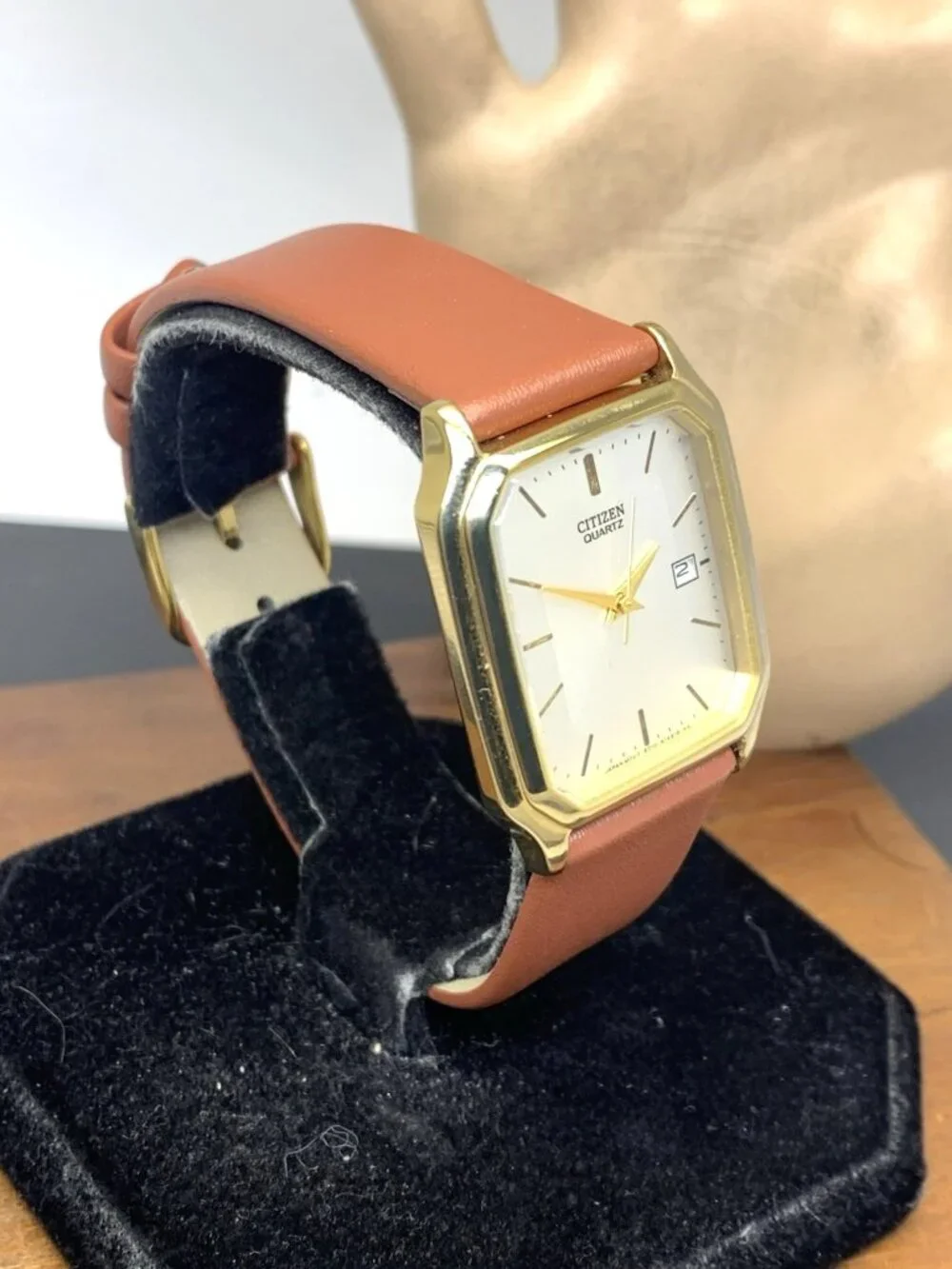 Citizen Men's Watch 6010-S36998 Quartz Silver Dial Brown Leather Strap 28mm